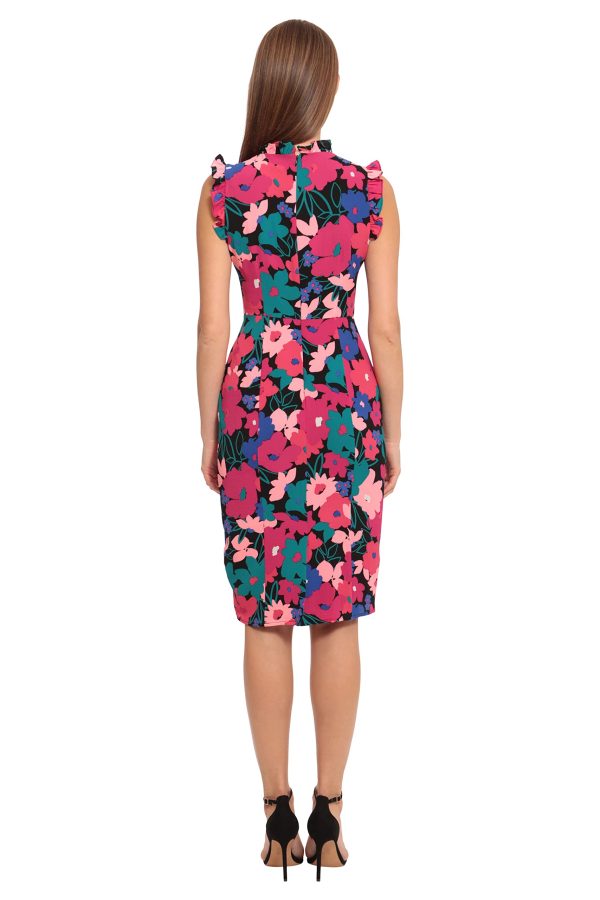 71ZJ712gP8L.jpg Women's Ruffle Neck and Armhole Sheath Dress
