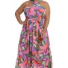 London Times Women's Twist Neck Halter Maxi Dress