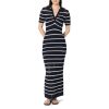 Women's Adalyn Tape Yarn Split-Neck Maxi Dress