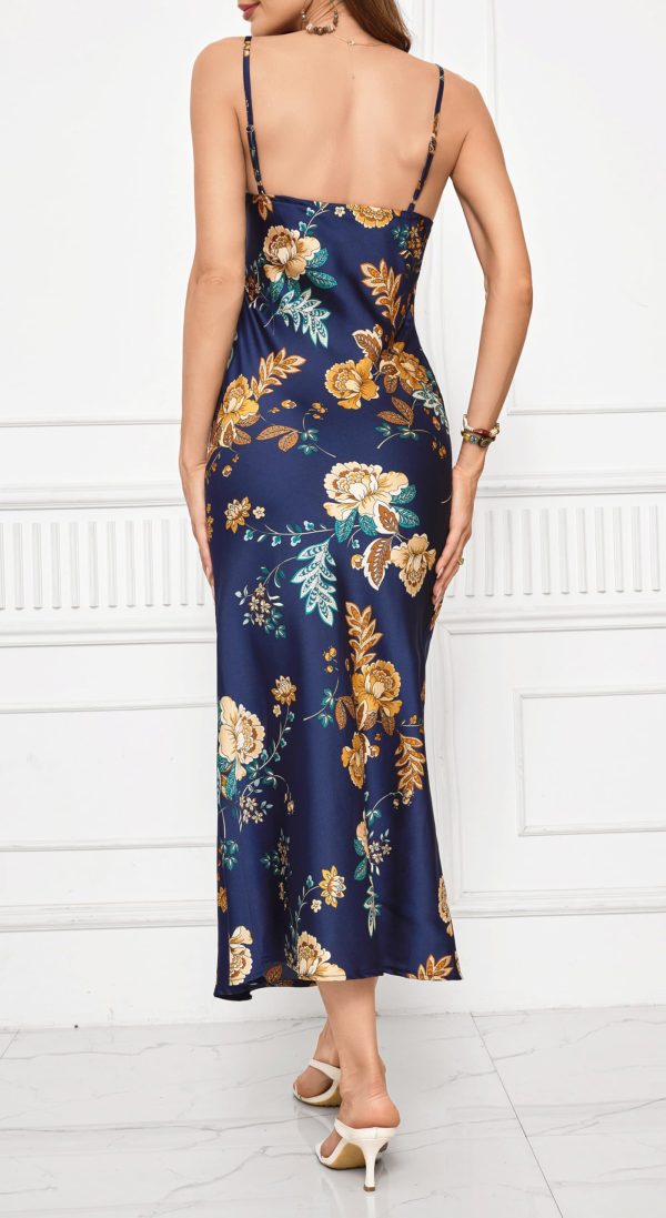 Wedding Guest Dress for Women Spaghetti Strap Satin Slip Cocktail Formal Midi Evening Party Dresses