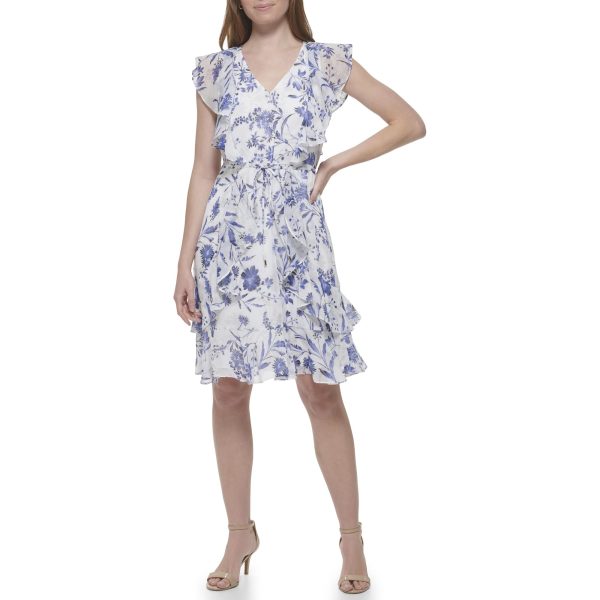 71ebgV-6AFL.jpg Women's Ruffle Trim Tie Waist Chiffon Mini Dress