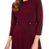 Women's Crepe Fit and Flare Midi with Waist Button Detail