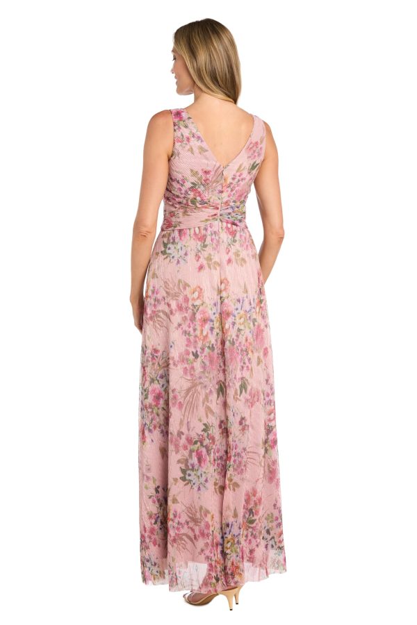 Crinkle Pleated Maxi Dress W/Ruffle Cascade Side