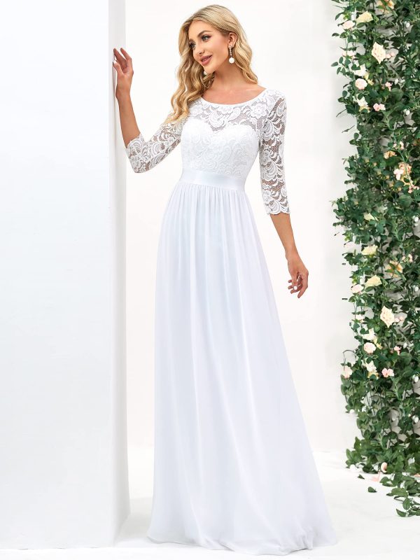 Women's Bridesmaid Dresses 3/4 Sleeve Empire Waist Maxi Mother of The Bride Dresses 07412