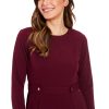 Women's Crepe Fit and Flare Midi with Waist Button Detail
