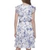 Women's Ruffle Trim Tie Waist Chiffon Mini Dress