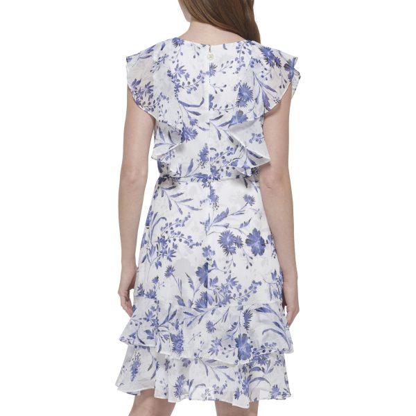 71i8CdmFb6L.jpg Women's Ruffle Trim Tie Waist Chiffon Mini Dress