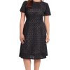 Women's A-line Short Sleeve Floral Laser Cut Knee Length Dress