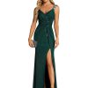Women's V Neck Bodycon Sleeveless Split Maxi Evening Dresses 01888