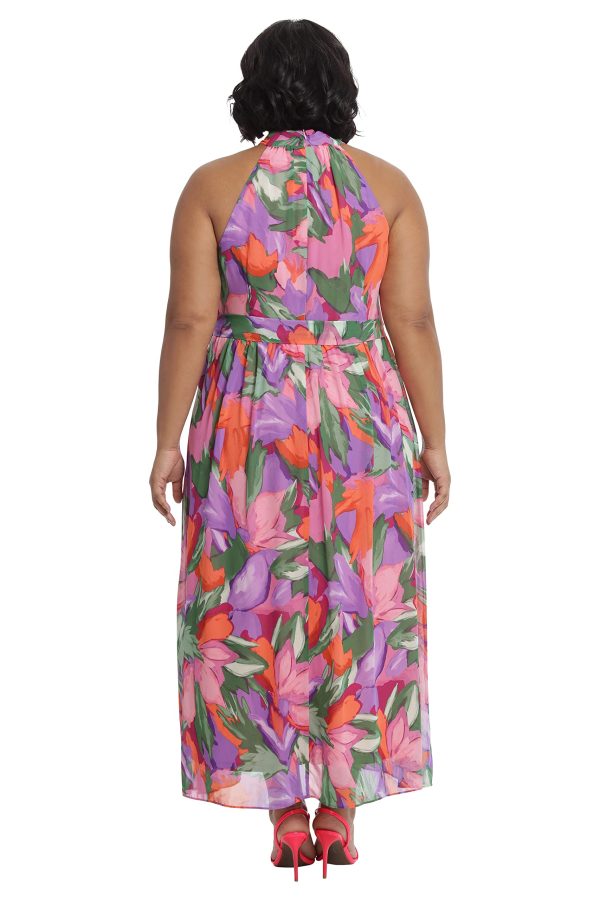 London Times Women's Twist Neck Halter Maxi Dress