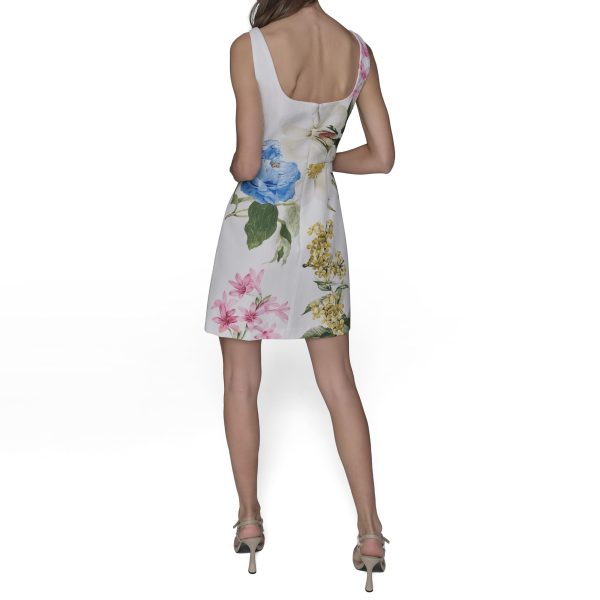 Women's Sleeveless Square Neck Tweed A-line Mini Dress