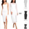 Mesh Shapewear Dress Corset Date Night Dresses for Women Two Piece Club Outfits with Slit
