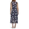 Women's Sleeveless High Neck Chiffon Hi Lo Midi Dress