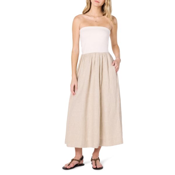 Women's Hellen Strapless Mixed Media Maxi Dress