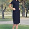 Women's Ruffle Collar Slant Pocket Sheath Dress