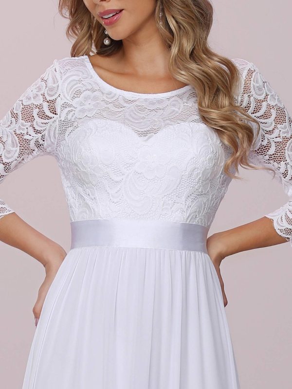 Women's Bridesmaid Dresses 3/4 Sleeve Empire Waist Maxi Mother of The Bride Dresses 07412
