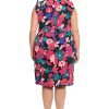 Women's Ruffle Neck and Armhole Sheath Dress