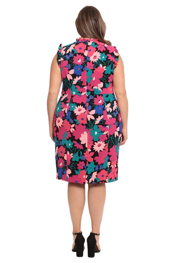 71w3rDgfMrL-1.jpg Women's Ruffle Neck and Armhole Sheath Dress