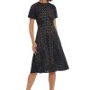 Women's A-line Short Sleeve Floral Laser Cut Knee Length Dress