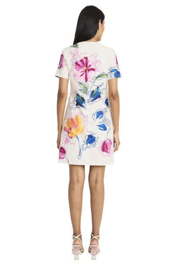 Women's Elegant Short Sleeve Shift Pockets-Premium Cotton Poplin Cocktail Wedding Guest Above Knee Summer Dress