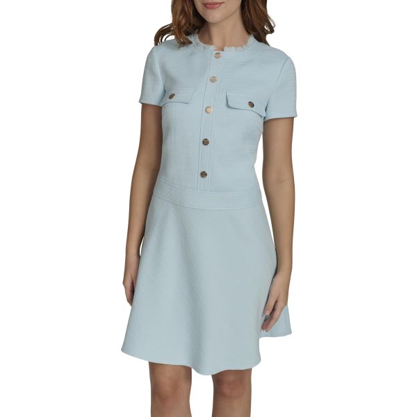 Women's Short Sleeve Fit and Flare Shirt Dress