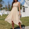Women's Lace Cocktail Party Dress 2025 Handkerchief Hem Bridesmaid Prom Formal Dresses for Wedding Guest