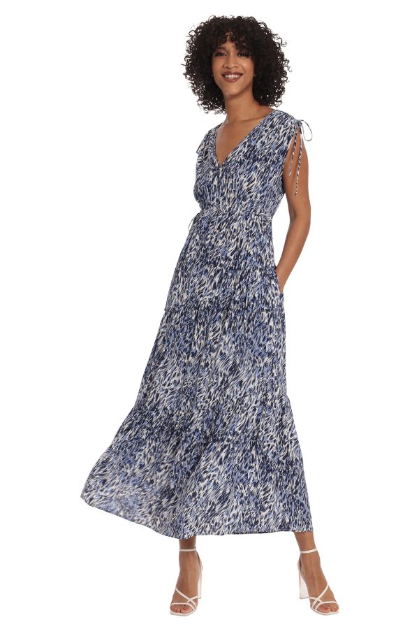 Women's Tiered Maxi with Shoulder and Waist Drawstring Details