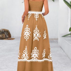 Summer Dress for Women 2025 Floral Sundress Spaghetti Strap Flowy Beach Vacation Boho Maxi Dresses