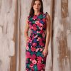Women's Ruffle Neck and Armhole Sheath Dress