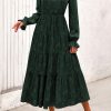 Dresses for Women 2025 Elegant Classy Wedding Guest Maxi Long Sleeve Empire Waist Ruffle Tiered A Line Long Dress