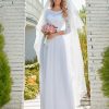 Women's Bridesmaid Dresses 3/4 Sleeve Empire Waist Maxi Mother of The Bride Dresses 07412