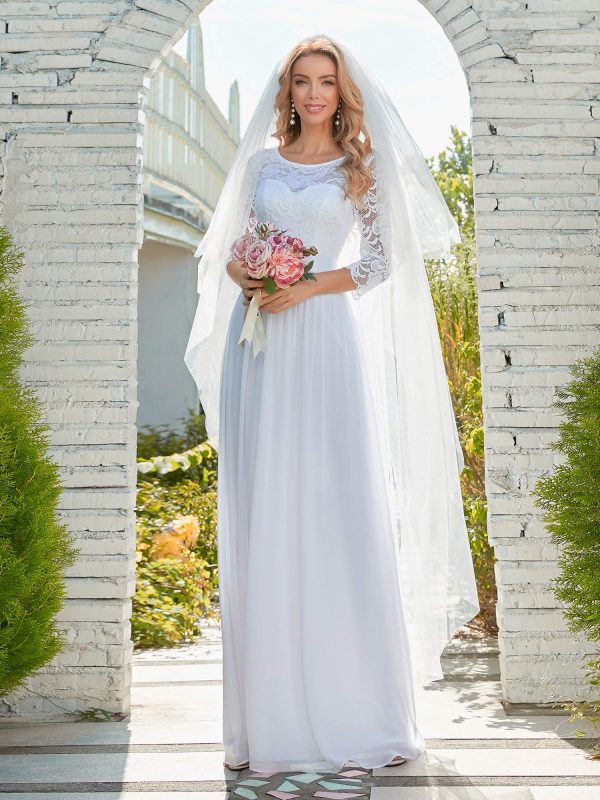 Women's Bridesmaid Dresses 3/4 Sleeve Empire Waist Maxi Mother of The Bride Dresses 07412