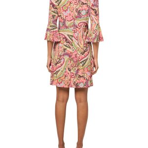 Women's 3/4 Bell Sleeve High Neck Sheath Mini Dress