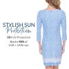 Shift Dress, UPF 50+ Sun Protection Casual Dress, Boat Neckline, Quarter Sleeve, Womens Fashion
