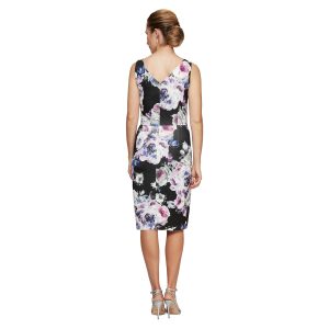 Women's Short Crepe Cocktail Dress with Side Ruched Waist, Wedding Guest (Petite and Regular Sizes)