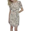 Women's Puff Sleeve Tie Waist A-line Mini Dress