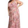 Crinkle Pleated Maxi Dress W/Ruffle Cascade Side