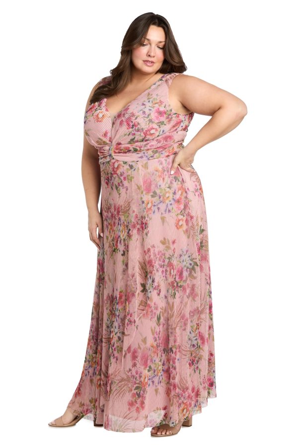 Crinkle Pleated Maxi Dress W/Ruffle Cascade Side