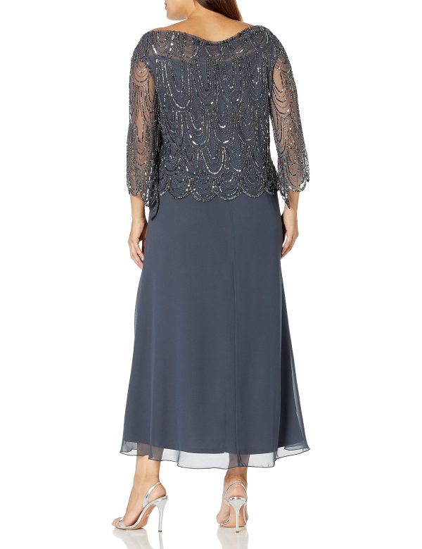 81LRO1VYmaS.jpg Women's Size 3/4 Scallop Beaded Pop Over Gown Plus