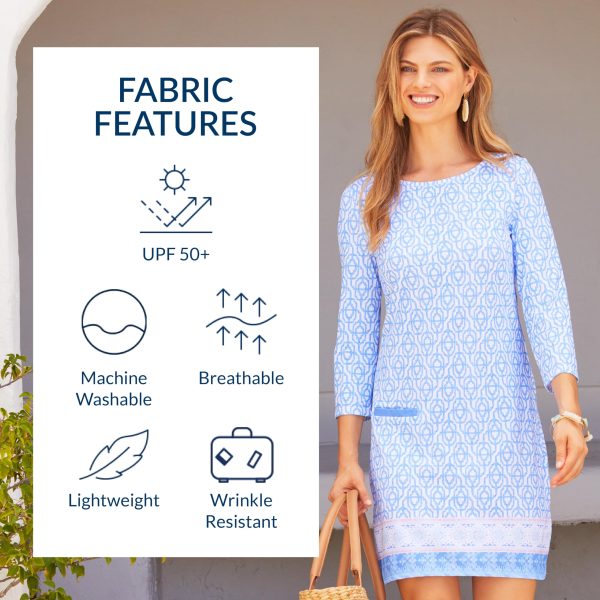81OK5nRmTXL.jpg Shift Dress, UPF 50+ Sun Protection Casual Dress, Boat Neckline, Quarter Sleeve, Womens Fashion