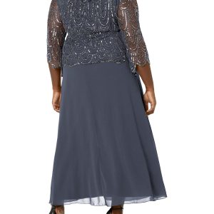 Women's Size 3/4 Scallop Beaded Pop Over Gown Plus