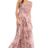 Crinkle Pleated Maxi Dress W/Ruffle Cascade Side