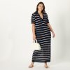Women's Adalyn Tape Yarn Split-Neck Maxi Dress
