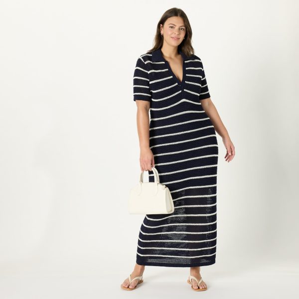 Women's Adalyn Tape Yarn Split-Neck Maxi Dress