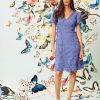 V-Neck Short Sleeve Floral Knee Length Wedding Guest Dresses for Women