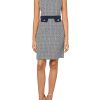 Women's Sleeveless High Neck Colorblock Pockets Sheath Mini Dress