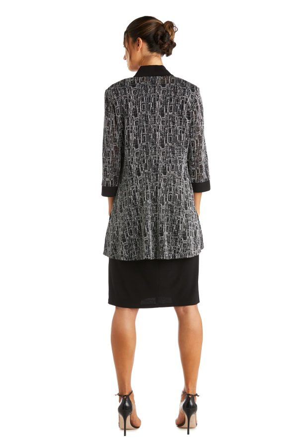 Elegant 2 PC Metallic Knit Classic Jacket Dress W/Detachable Necklace