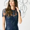 Floral Embroidered Midi Women, High Neck Summer Cocktail & Wedding Guest Dress