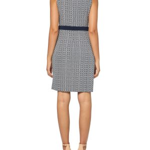 Women's Sleeveless High Neck Colorblock Pockets Sheath Mini Dress