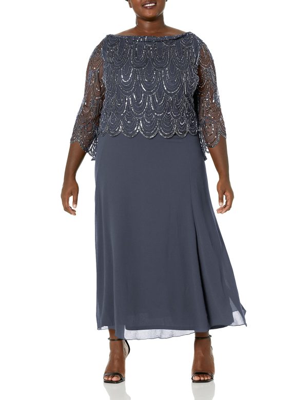 81loj6C9-LL.jpg Women's Size 3/4 Scallop Beaded Pop Over Gown Plus